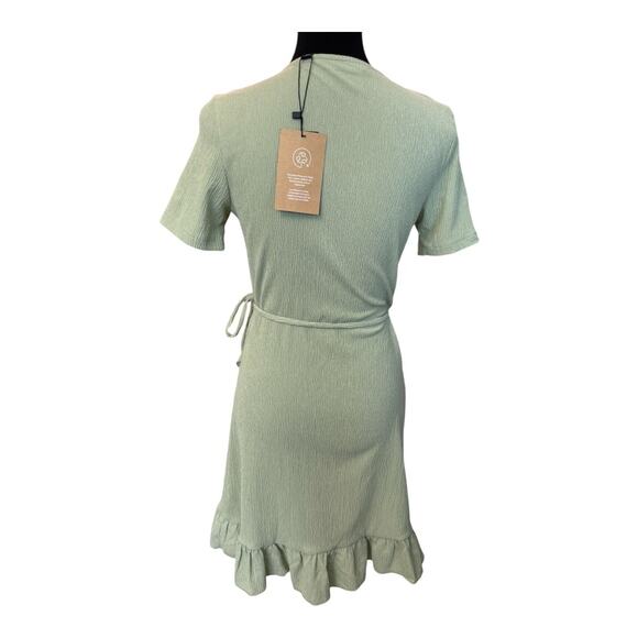 New VERO MODA NordstromVmhaya Short V-Neck Day Wrap Dress GREEN XS - Picture 4 of 8